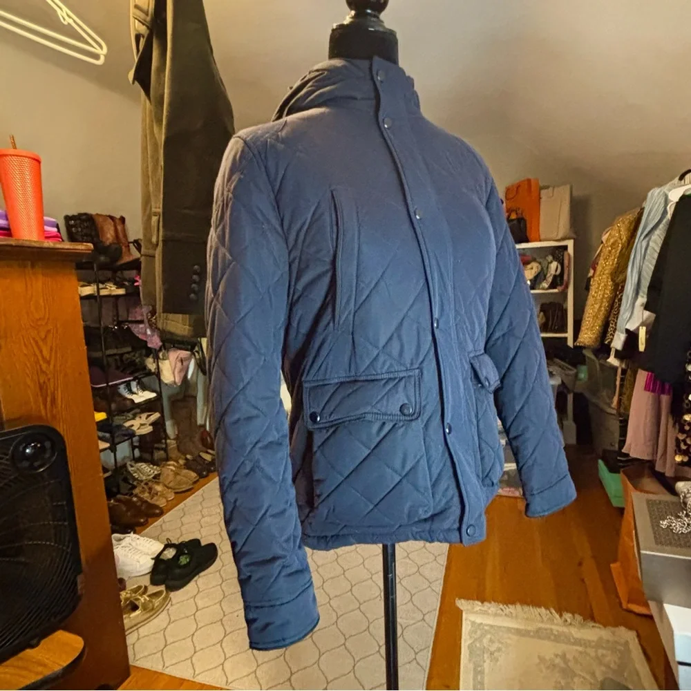 Zara Boys Quilted Hooded Coat Navy Jacket Size 11/12